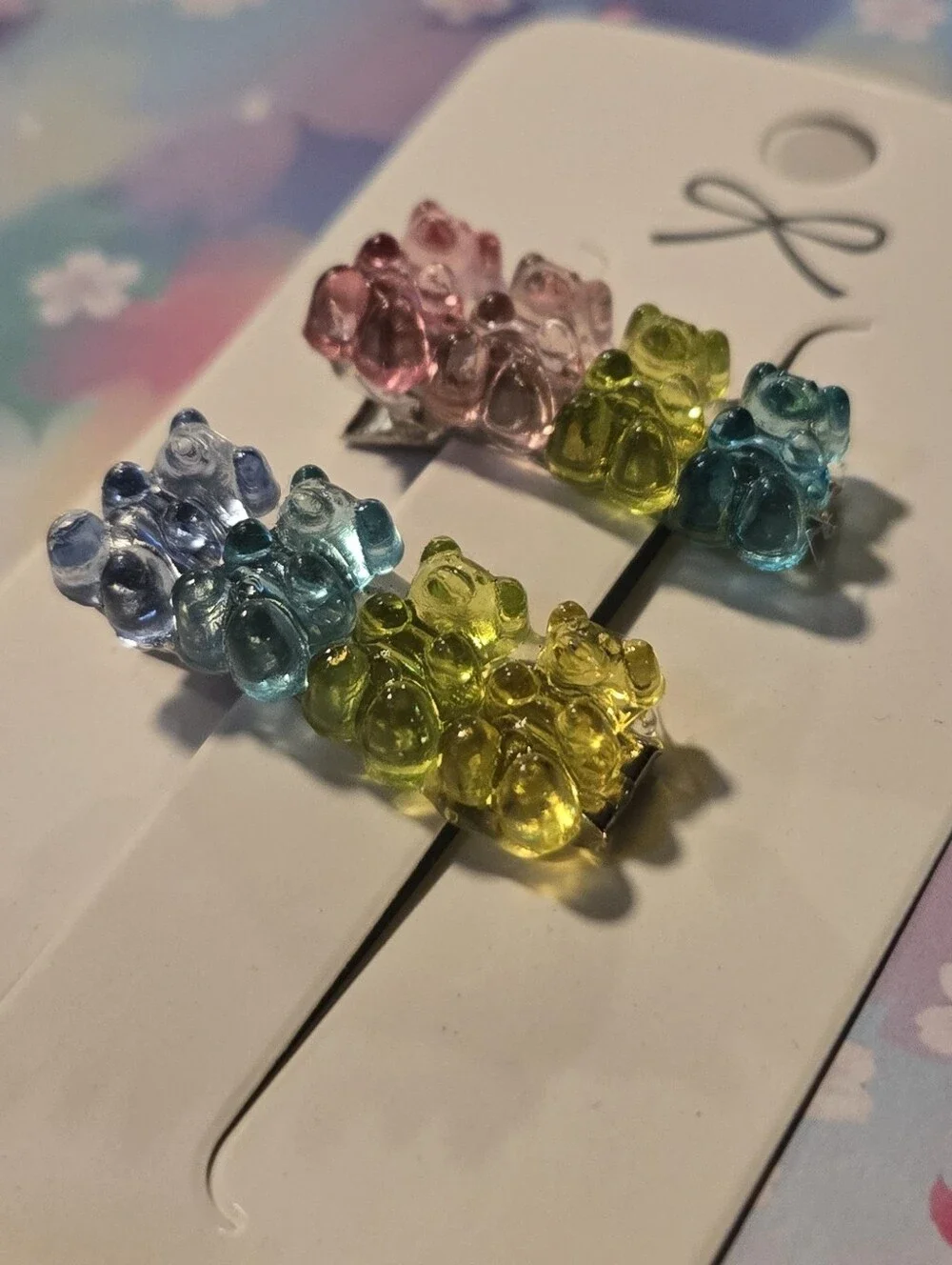 Handcrafted Rainbow Gummy Bear Hair Clips Set of 2